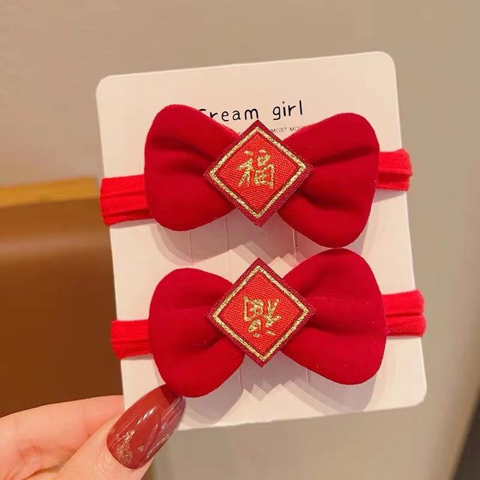 Wholesale New Year red bow hair rope hair band women's high elastic headdress tie hair rubber band children's festive hair accessories hair rope