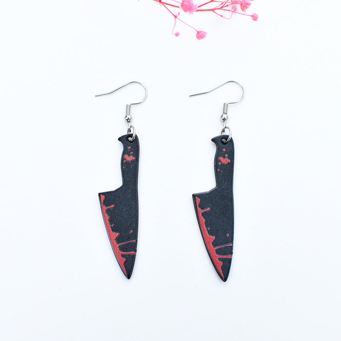 Wholesale Halloween sword knife scissors axe dagger stainless steel earrings