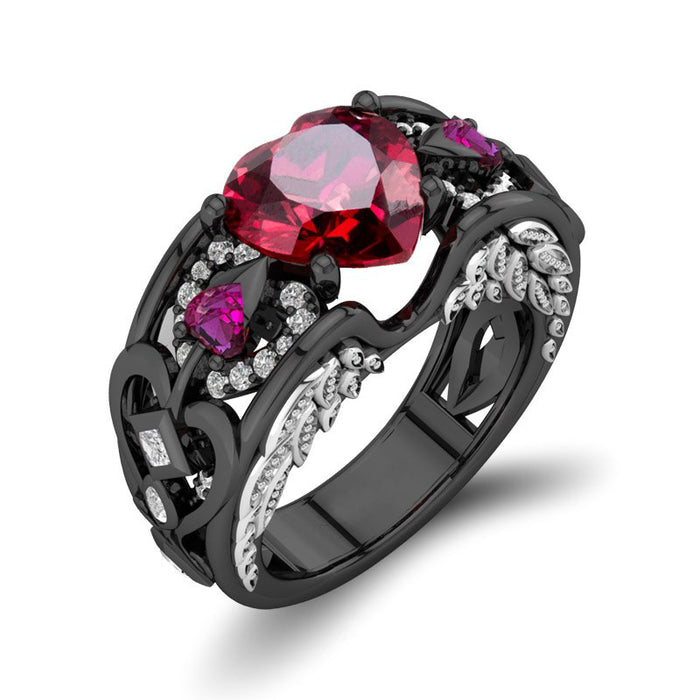 Wholesale Stainless Steel Heart Shape Ruby Ring JDC-RS-YinCheng002