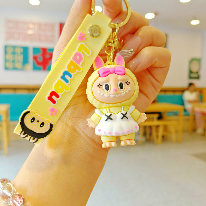 Wholesale New cross-dressing  cartoon keychain cute couple schoolbag pendant car keychain claw machine small gift