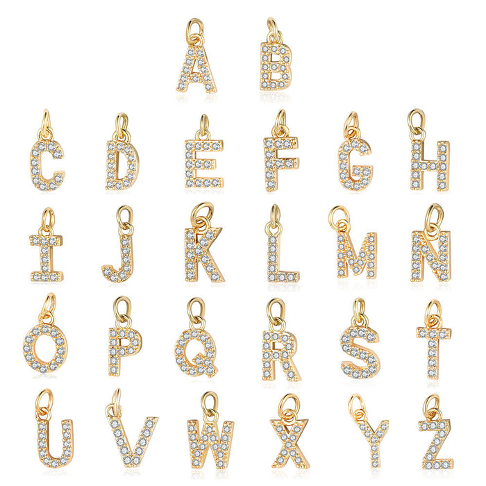 Wholesale 26 English Letter Pendants DIY Accessories Gold Letter Necklace Bracelet Pendant JDC-PT-QZ004