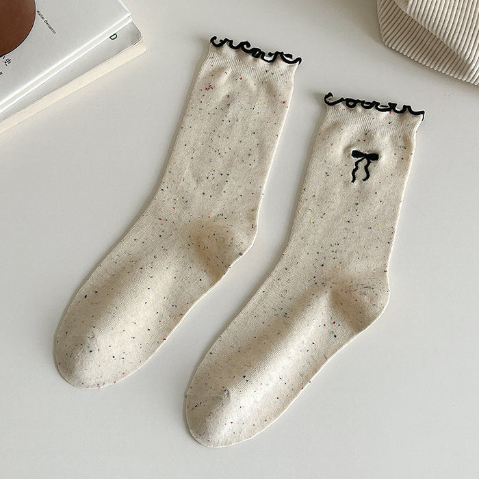 Wholesale New Socks Stacking Socks Cute Embroidered Bow Middle Socks