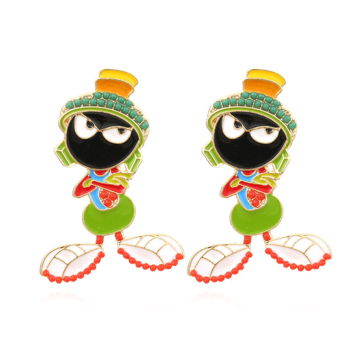 Wholesale earrings cute cartoon character earrings personalized elegant alloy drop oil inlaid rice beads earrings for women