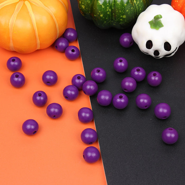 Wholesale 50PCS Halloween Colorful Witch Pumpkin Ghost Face Wooden Beads JDC-BDS-TianYue017