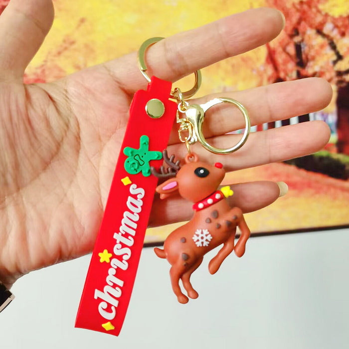Wholesale Silicone Christmas Keychain Cute Cartoon Pendant