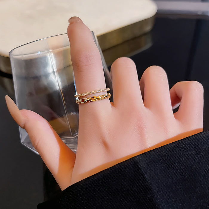 Wholesale Double-Layer Micro-Pavé Zircon Ring