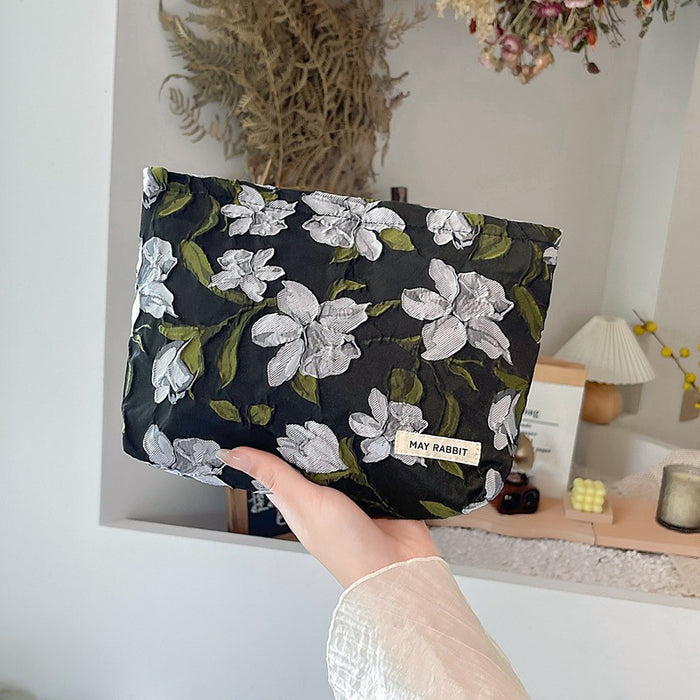 Wholesale Vintage relief makeup bag, large capacity canvas bag, inner liner bag