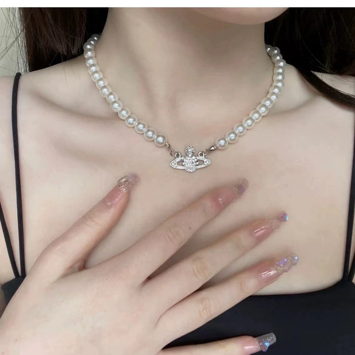 Wholesale  Saturn Necklace  Bead Clavicle Chain pearl necklace