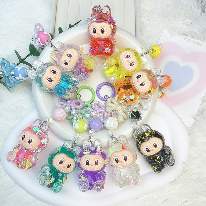Wholesale Acrylic Cloth Quicksand Keychain Luminous Flash Cute Doll Bag Pendant Gift Keychain