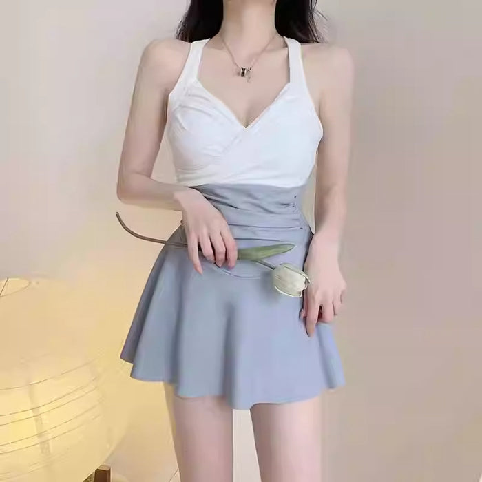 Wholesale New swimsuit with one-piece suspender, conservative skirt style, high-end feeling, vacation beach