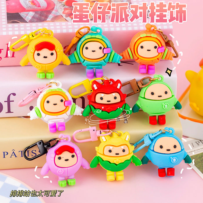 Wholesale Cartoon Doll Keychain Soft Glue Cute New Egg Key Ring Holiday Party Pendant Luggage Jewelry