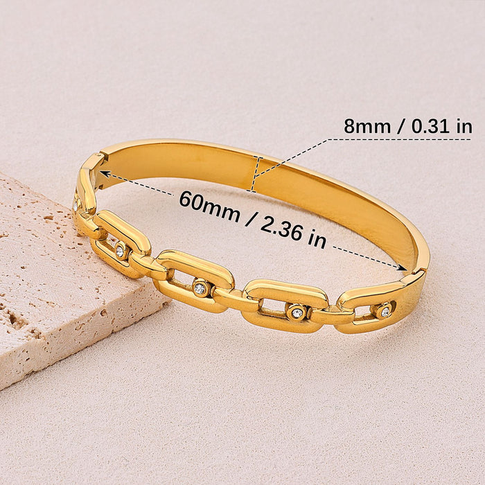 Wholesale Vintage buckle polished women's bracelet style, simple diamond inlaid titanium steel bracelet