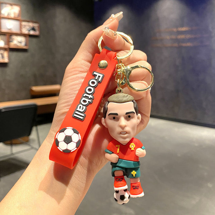 Wholesale Metal Soccer Star Cartoon Keychain Decorative Car Key Accessory MOQ≥2