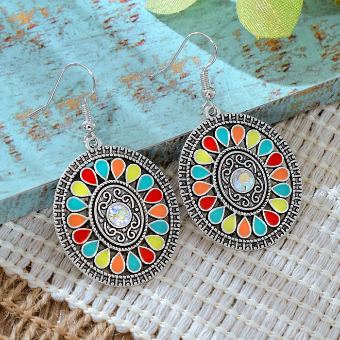 Wholesale 2pcs Vintage Ethnic Style Turquoise Earrings Bohemian Jewelry