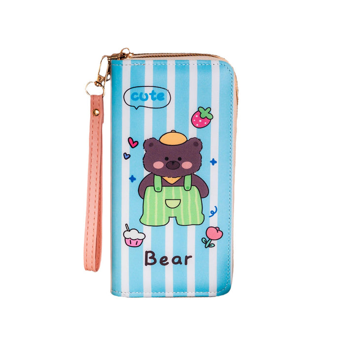 Wholesale Cartoon Long Hand-held Bag Casual Mobile Phone Bag Double Zipper Wallet Large Capacity Storage Bag JDC-WT-XQ005