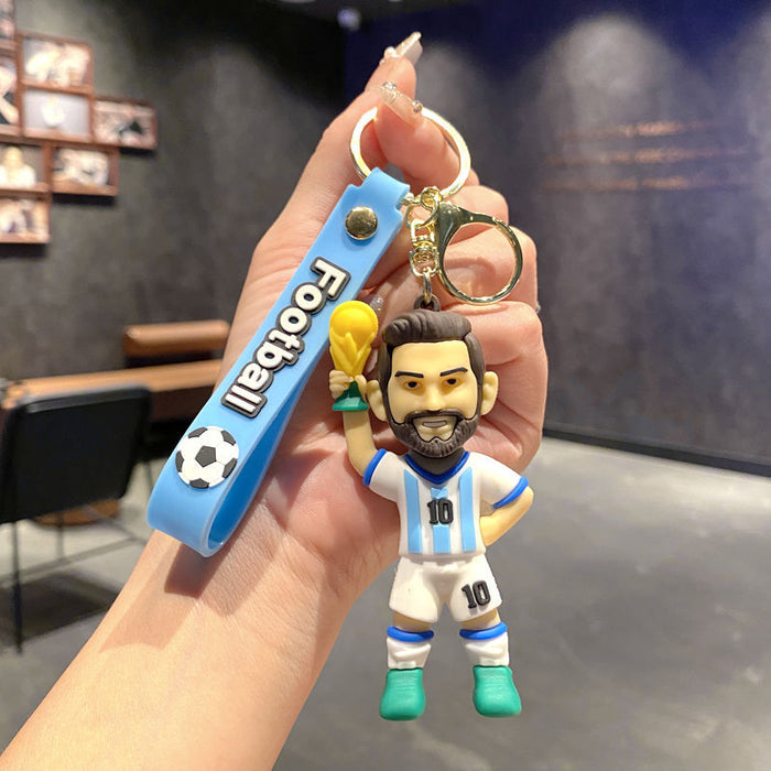 Wholesale Metal Soccer Star Cartoon Keychain Decorative Car Key Accessory MOQ≥2