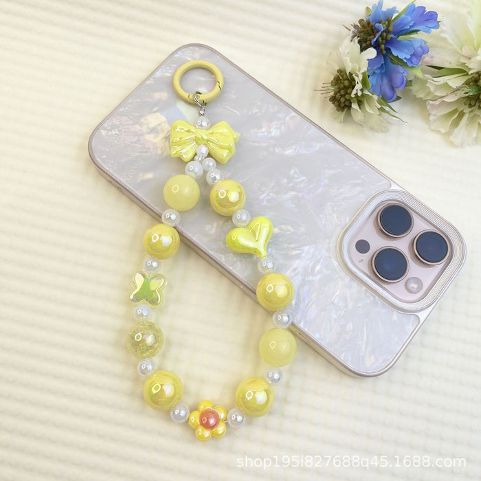 Wholesale Flocked kitten fun girly colorful beaded mobile phone chain keychain bag doll pendant accessories