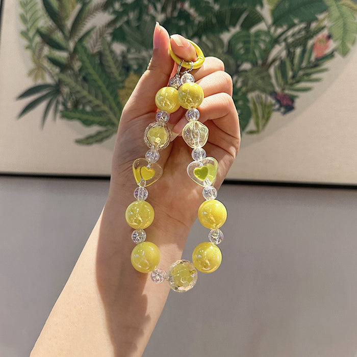 Wholesale Creative Acrylic Hand Chain Keychain Pendant Bag Transparent Love Heart Peach Heart Car Keychain Accessories Ornament