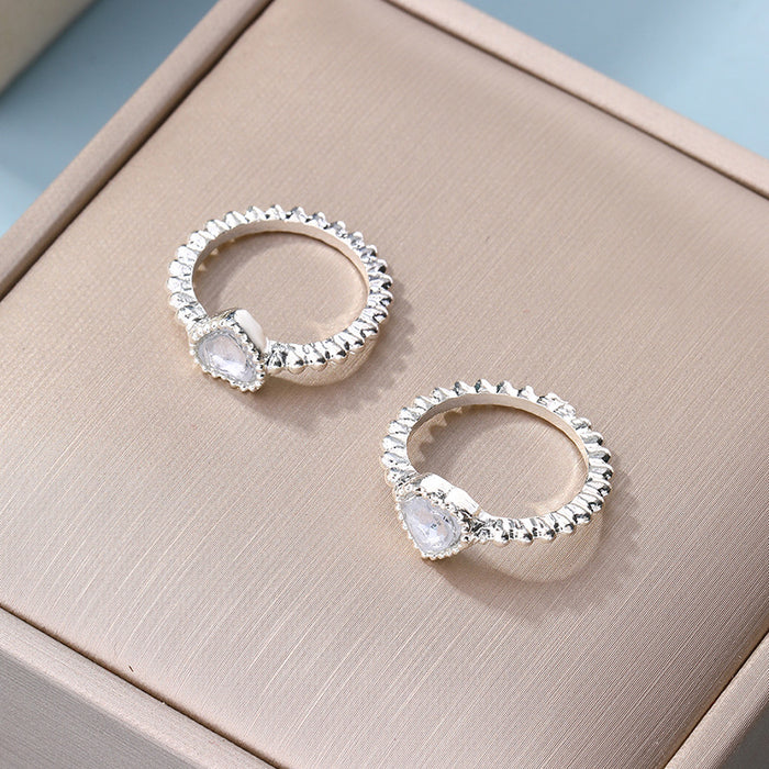 Wholesale Jewelry Simple Alloy Love Ring Set Fashionable and Versatile Diamond studded Water Diamond Ring
