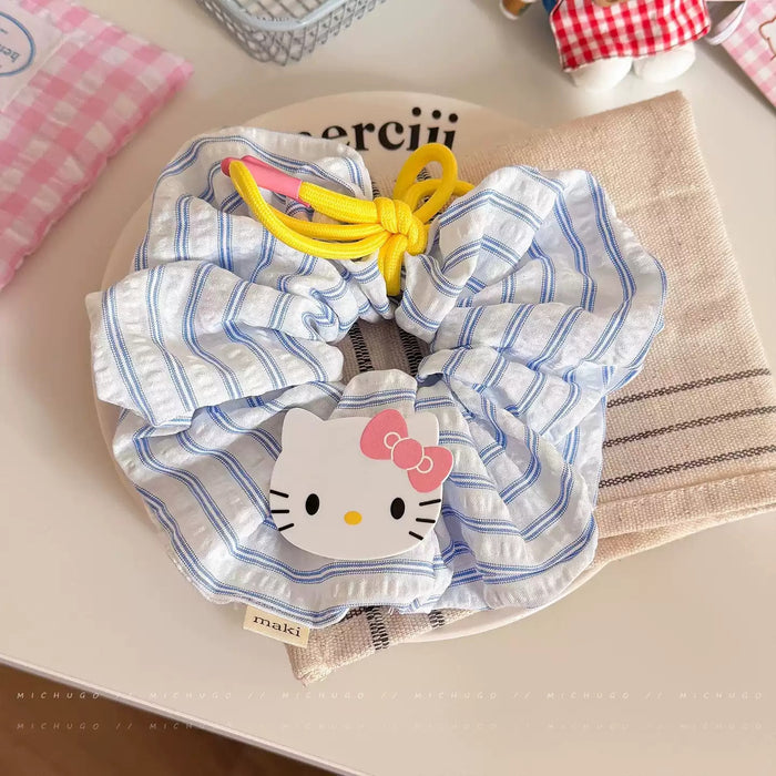 Wholesale Cute blue and white striped  hair scrunchies