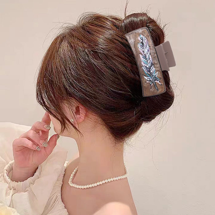 Wholesale Western Style Feather Pattern Handmade Shark Clip Women' s Hairpin