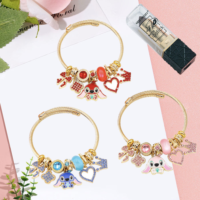 Wholesale Women' s Beaded Bracelet with Rhinestone Heart Bow Pendant MOQ≥2