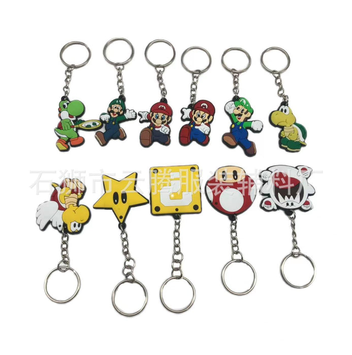 Wholesale 10pcs Cartoon Mushroom Keychain Pendant PVC Key Pendant School Bag Decoration