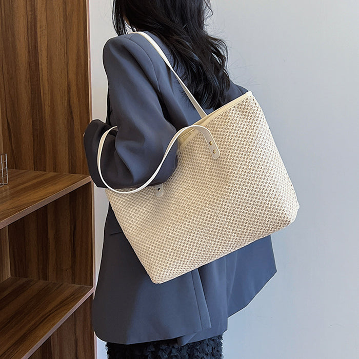 Wholesale Large capacity woven handbag, trendy beach bag, single shoulder armpit bag, tote bag