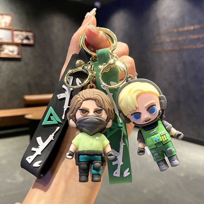 Wholesale Cartoon PVC Delta Action Keychain Bag Charm Game Pendant Student Gift MOQ≥2