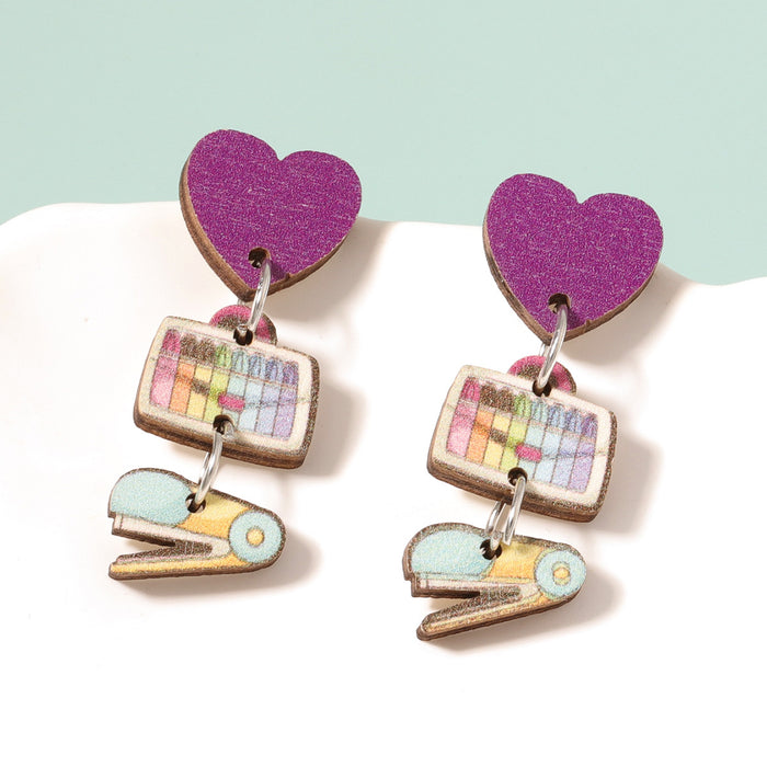 Wholesale wooden printed handmade personalized earrings