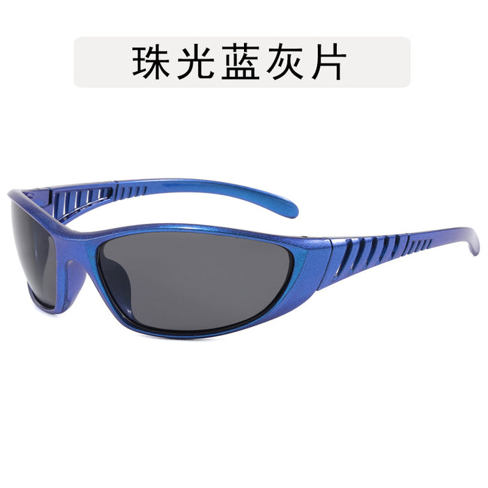 Wholesale Sports sunglasses, silver fashionable glasses, personalized cycling, futuristic, versatile sunglasses