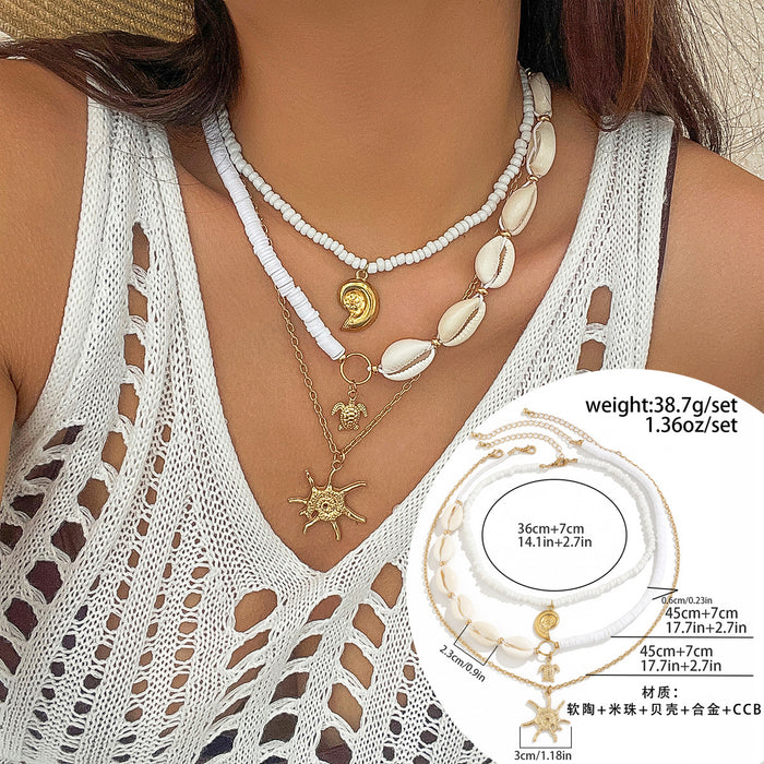 Wholesale Multi layer necklace beach starfish bead jewelry