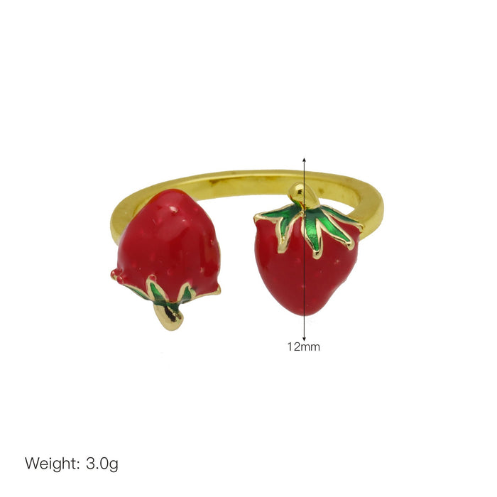 Wholesale color oil with zirconium fruit cherry strawberry open ring