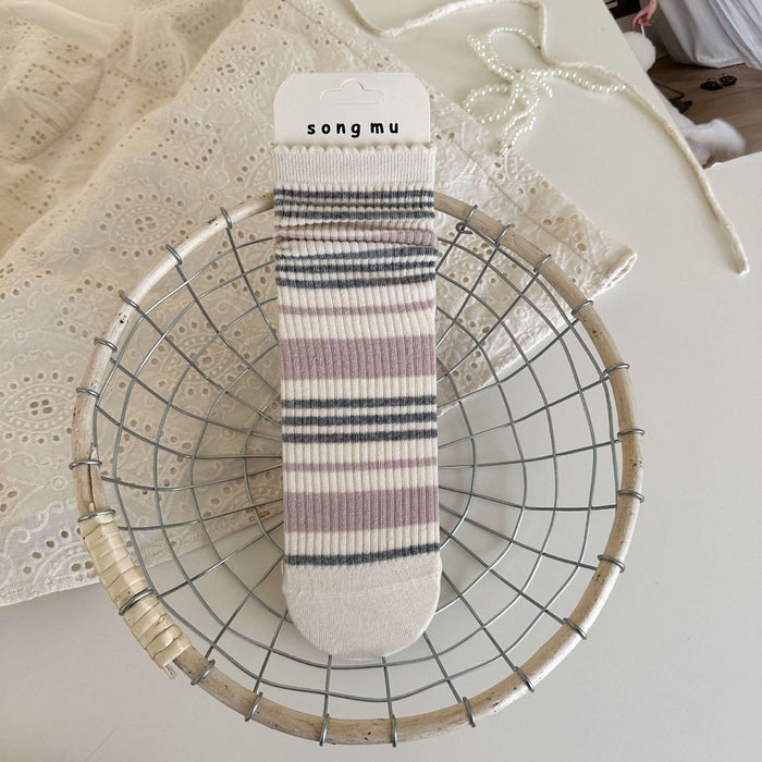 Wholesale Butterfly knot socks, children's mid tube socks, lace cotton mesh hollow pile socks