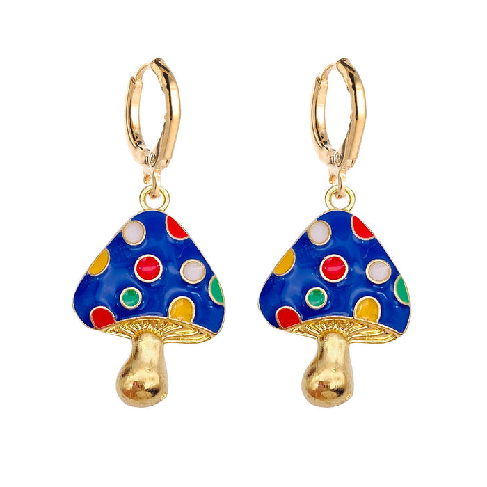 Wholesale Three-dimensional Mushroom Earrings Alloy Oil Drop Pendant Earrings