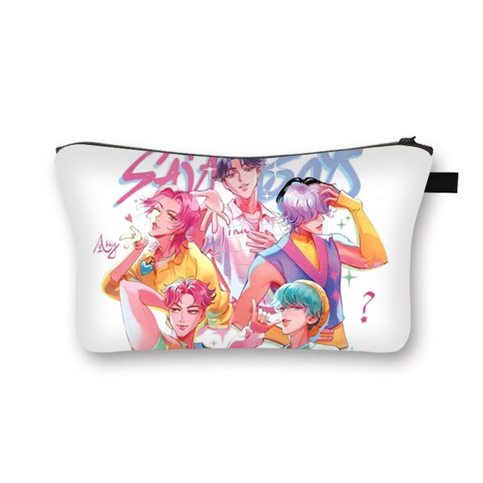 Wholesale Kpop Girls'  large capacity desktop storage cosmetic bag