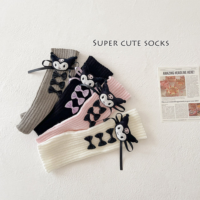 Wholesale Bowknot leg warmers stacked socks autumn doll knitted calf warmers for women