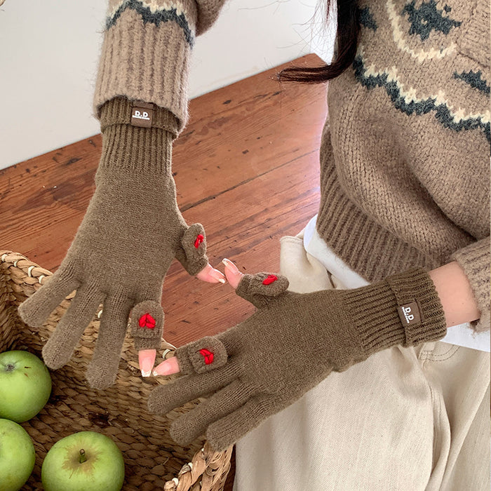 Wholesale Cute Knitted Open Finger Flip Cover Gloves