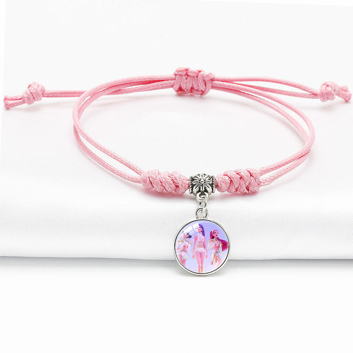 Wholesale KPOP Cartoon Pendant Multi-Color Adjustable Braided Bracelet
