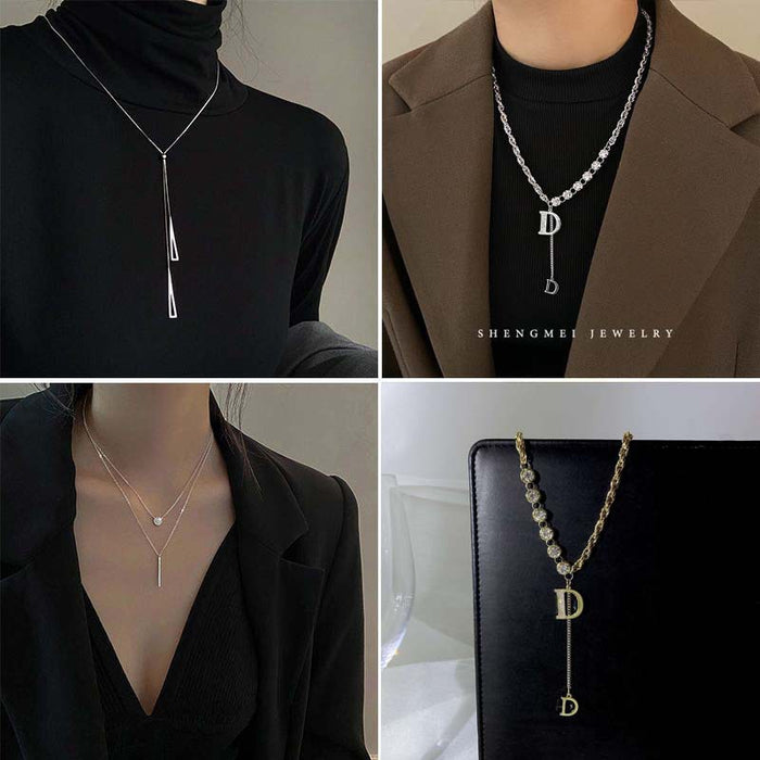 Wholesale Sweater chain, trendy necklace, light luxury, niche, high-end, long style, paired with base shirt accessories