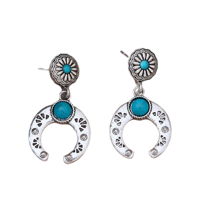 Wholesale Vintage horseshoe green earrings