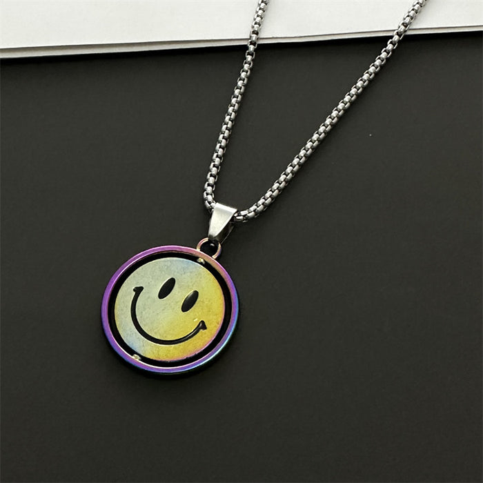 Wholesale Quenched Rotating Double Sided Expression Titanium Steel Necklace Sweater Chain JDC-NE-hanbo004