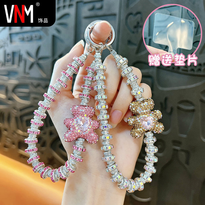 Wholesale Rhinestone Heart-Bear Phone Lanyard &  Keychain