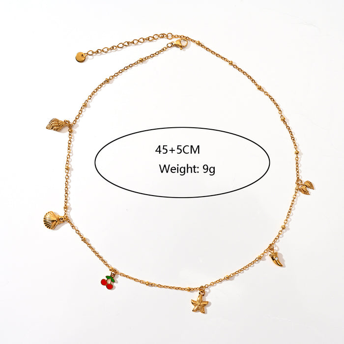 Wholesale Simple stainless steel butterfly necklace with creative ocean style pendant matching