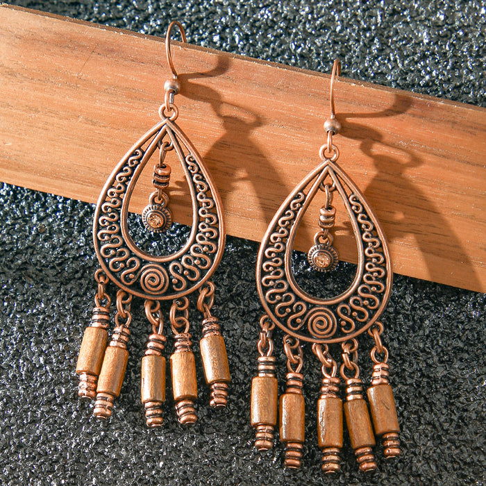 Wholesale Retro Bohemian Turquoise Tassel Earrings Zinc Alloy Fashion Accessory MOQ≥2