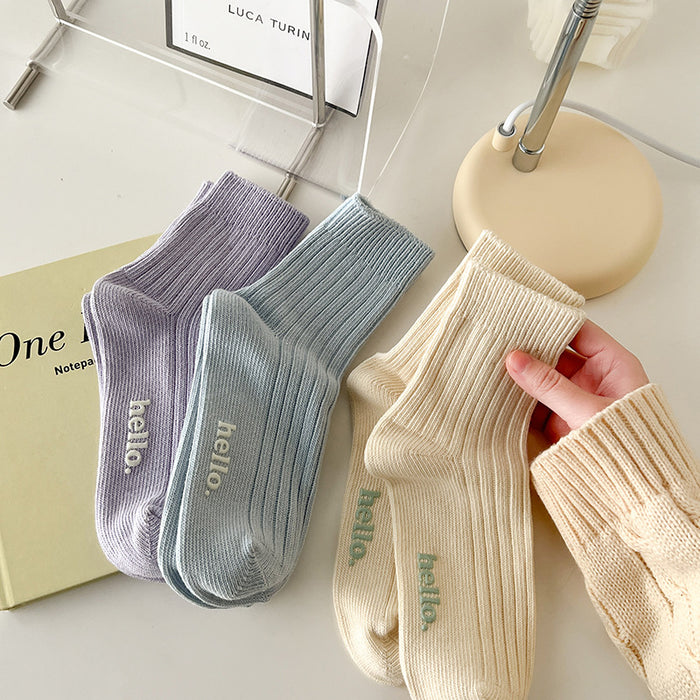 Wholesale Medium length socks with thick thread, versatile for wearing outside, cotton socks