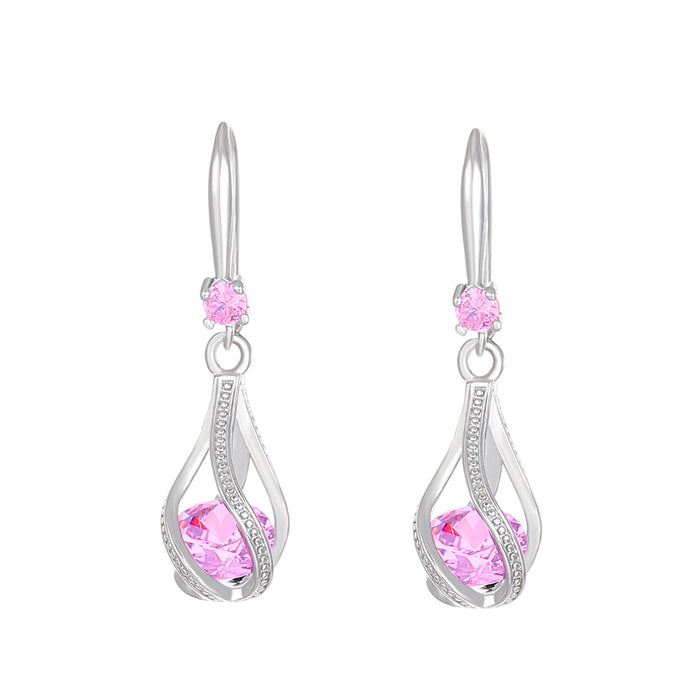 Wholesale Zircon Water Drop Earrings with Female Personality and Charm, Hollow Rotating Crystal Earrings