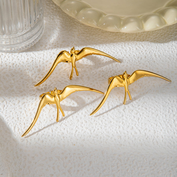 Wholesale Stainless Steel 14K Gold Plated Swallow Personalized Ring JDC-RS-Jinyue005