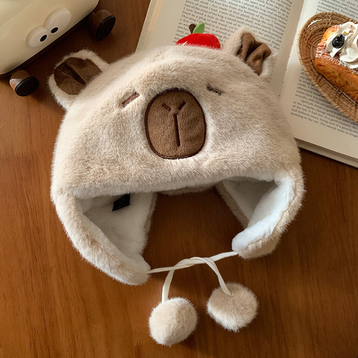 Wholesale Loveable Plush Hat Girls Winter Cartoon Warm Hat Cold-proof Ear-protection Head Hat