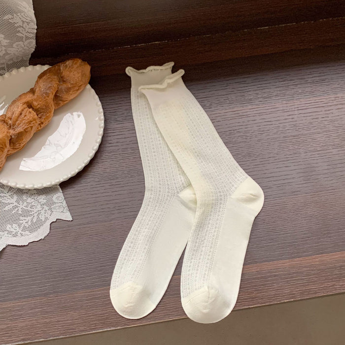 Wholesale Socks, mid tube socks, lace socks, hollowed out mesh stacking socks, sweat absorbing and breathable long socks